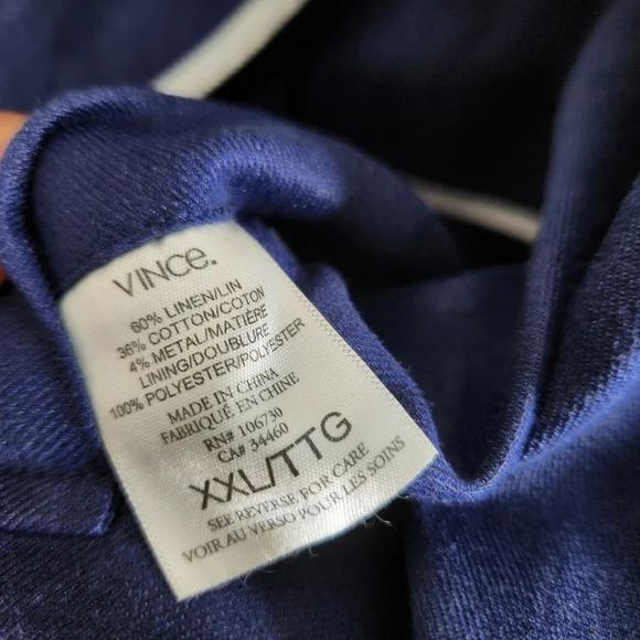 Vince Mens Linen Cotton Blend Navy Blue Double Button Single Vent Blazer XXL - Picture 5 of 9